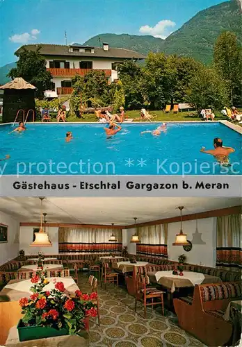 AK / Ansichtskarte Gargazon_Gargazzone Gaestehaus Etschtal Pool Gaststube Gargazon Gargazzone
