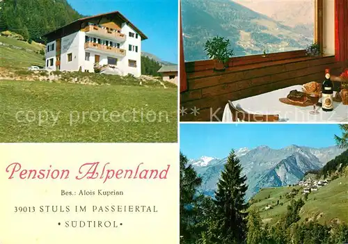 AK / Ansichtskarte Stuls_Moos_Passeier Pension Alpenland Gaststube Panorama 
