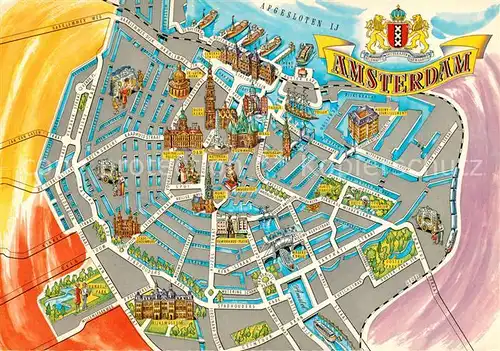 AK / Ansichtskarte Amsterdam_Niederlande Stadtplan Amsterdam_Niederlande