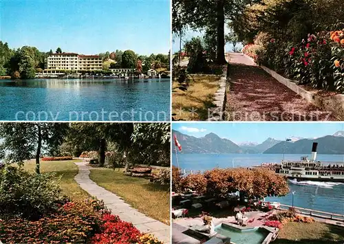 AK / Ansichtskarte Vierwaldstaettersee_SZ Hotel Herstenstein Park Fahrgastschiff Vierwaldstaettersee_SZ