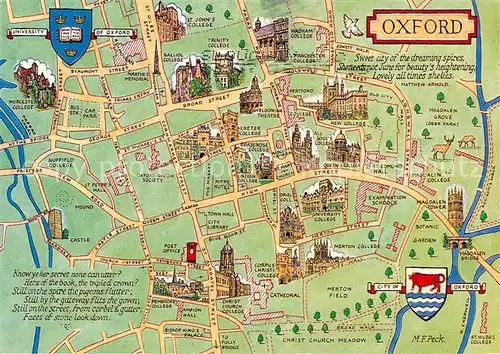 AK / Ansichtskarte Oxford_Oxfordshire Stadtplan Oxford Oxfordshire