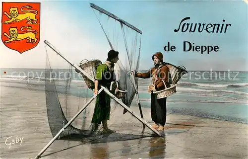 AK / Ansichtskarte Dieppe_Seine Maritime Pecheurs de Crevettes Plage Dieppe Seine Maritime