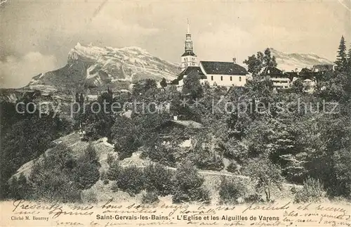 AK / Ansichtskarte Saint Gervais les Bains Eglise et les Aiguilles de Varens Alpes Saint Gervais les Bains
