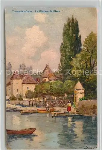 AK / Ansichtskarte Thonon les Bains Chateau de Rives Dessin Kuenstlerkarte Thonon les Bains