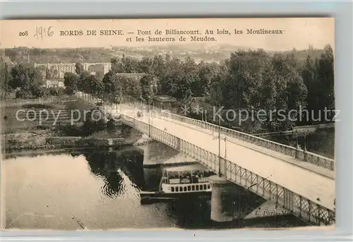 AK / Ansichtskarte Billancourt Boulogne Pont sur la Seine au loin les Moulineaux et les hauteurs de Meudon Billancourt Boulogne