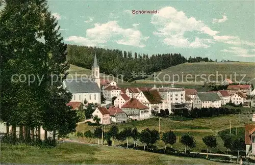 AK / Ansichtskarte Schoenwald_Schwarzwald Panorama Kirche Schoenwald Schwarzwald