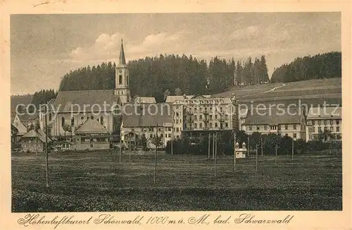 AK / Ansichtskarte Schoenwald_Schwarzwald Kirche Panorama Schoenwald Schwarzwald