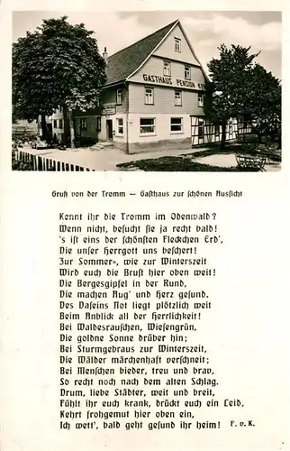 AK / Ansichtskarte Tromm_Odenwald Gasthaus zur Schoenen Aussicht Gedicht Tromm Odenwald