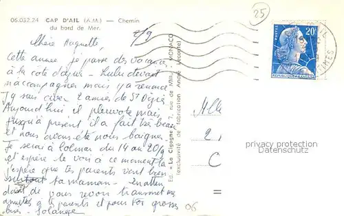 AK / Ansichtskarte Cap d_Ail Chemin du bord de Mer Cap d_Ail