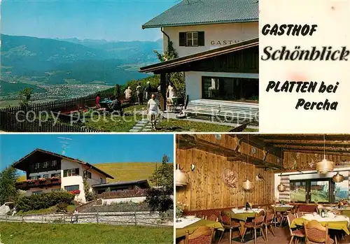 AK / Ansichtskarte Platten_Percha Gasthof Schoenblick Gaststube Panorama 