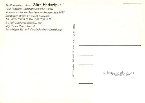 AK / Ansichtskarte Muenchen Traditions Gaststaette Altes Hackerhaus Gastraeume Hochzeitsmotiv Muenchen
