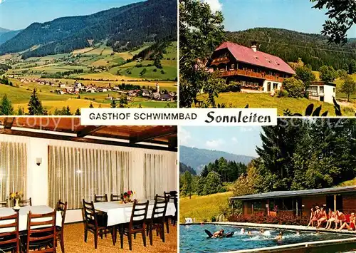 AK / Ansichtskarte Gnesau Gasthof Sonnleiten Gaststube Schwimmbad Gnesau