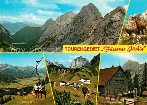 AK / Ansichtskarte Graen_Tirol Tourengebiet Fuessener Joechle Doppelsesselbahn Bergstation Otto Mayer Huette Gemsen Graen_Tirol