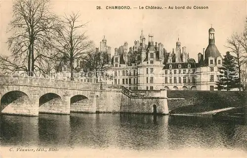 AK / Ansichtskarte Chambord_Blois Chateau au bord du Cosson Pont Chambord Blois