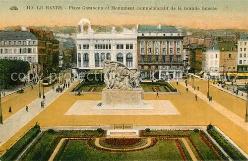 AK / Ansichtskarte Le_Havre Place Gambetta Monument commemoratif de la Grande Guerre Le_Havre