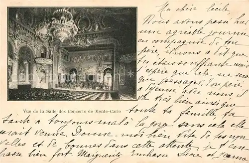 AK / Ansichtskarte Monte Carlo Vue de la Salle des Concerts Monte Carlo