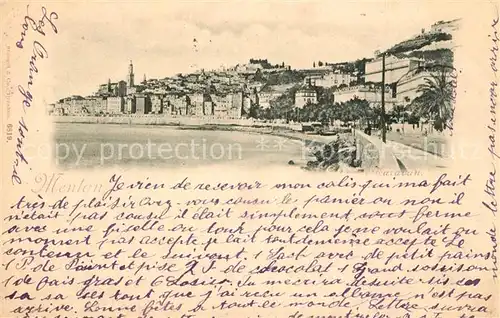 AK / Ansichtskarte Menton_Alpes_Maritimes Promenade Cote d Azur Menton_Alpes_Maritimes
