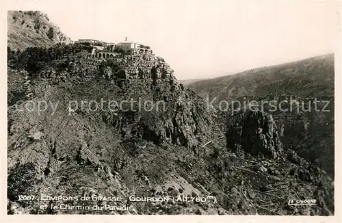 AK / Ansichtskarte Gourdon_Alpes Maritimes Panorama et le Chemin du Paradis Gourdon Alpes Maritimes