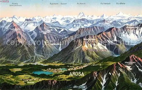 AK / Ansichtskarte Arosa_GR Panorama Alpen aus der Vogelperspektive Arosa_GR