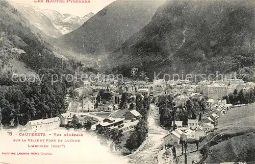 AK / Ansichtskarte Cauterets Vue generale sur la ville et Fond de Lutour l Ardiden Cauterets