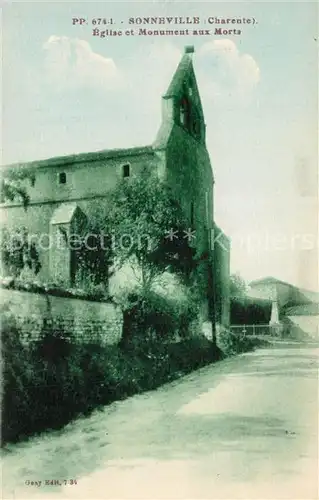 AK / Ansichtskarte Sonneville Eglise et Monument aux Morts Sonneville