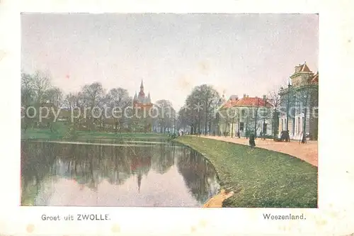 AK / Ansichtskarte Zwolle_Overijssel Partie am Wasser Zwolle_Overijssel