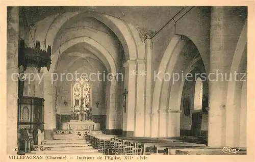 AK / Ansichtskarte Villefagnan Interieur de l Eglise XIIe siecle Villefagnan