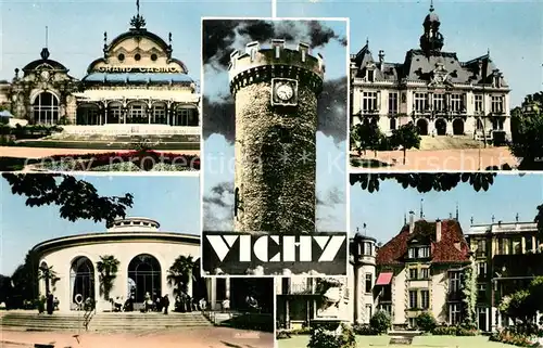 AK / Ansichtskarte Vichy_Allier Le Casino Hotel de Ville Tour de lHorloge Source Hopital Pavillon Sevigne Vichy Allier