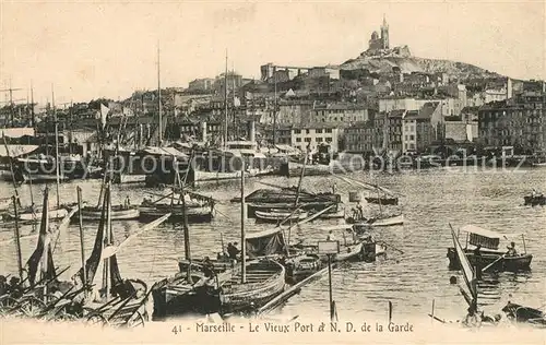 AK / Ansichtskarte Marseille_Bouches du Rhone Le Vieux Port et ND de la Garde Marseille