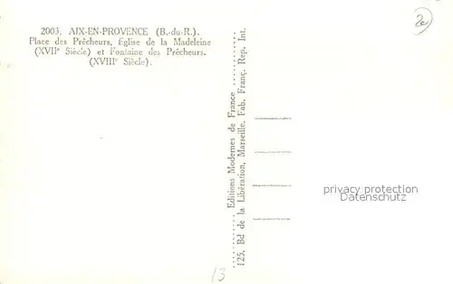 Aix en Provence Place des Precheurs Eglise de la Madeleine et Fontaine des Precheurs Aix en Provence