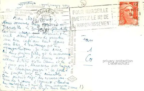 Marseille_Bouches du Rhone Promenade de la Corniche Lanse du Prophete vue de Jardin de la Reserve Marseille