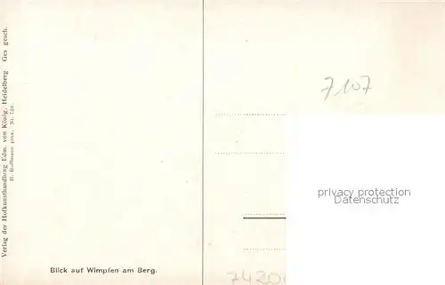 Wimpfen Panorama Kuenstlerkarte Hoffmann Wimpfen