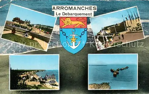 AK / Ansichtskarte Arromanches les Bains Peniche et canon de Debarquement Musee Panorama Les pontons Arromanches les Bains