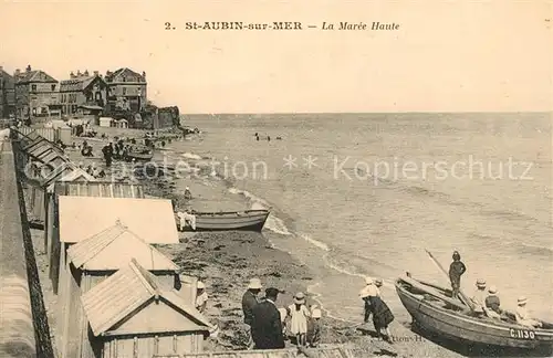 AK / Ansichtskarte Saint Aubin sur Mer_Calvados La plage a maree haute Saint Aubin sur Mer