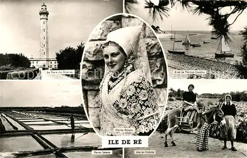 AK / Ansichtskarte Ile_de_Re Le Phare Marais Salancs Mariee Costumes Plage Ane Ile_de_Re