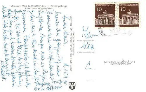 AK / Ansichtskarte Bischofsgruen Blick vom Huegelfelsen Bischofsgruen