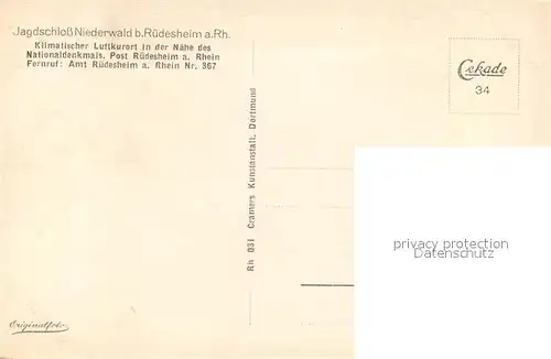 AK / Ansichtskarte Ruedesheim_Rhein Jagdschloss Niederwald Ruedesheim Rhein