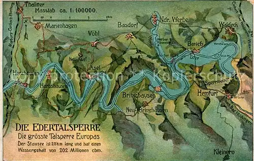 AK / Ansichtskarte Edertalsperre Panoramakarte Edertalsperre