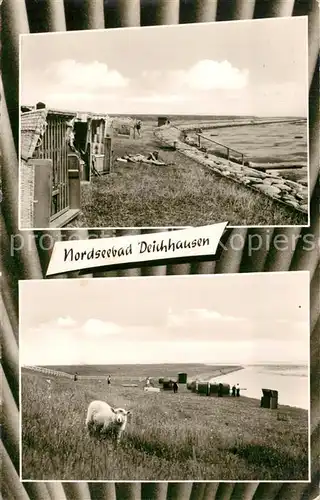 AK / Ansichtskarte Deichhausen_Buesum Strand Heidschnucke 