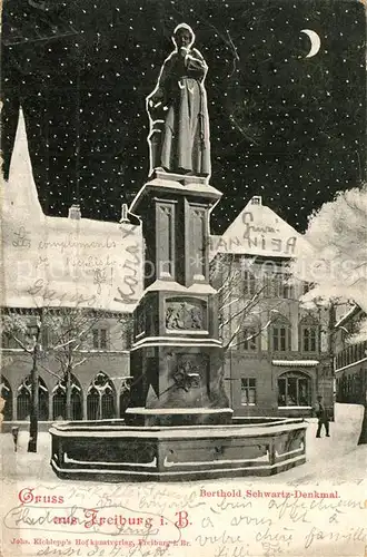 AK / Ansichtskarte Freiburg_Breisgau Berthold Schwartz Denkmal Mondschein Freiburg Breisgau