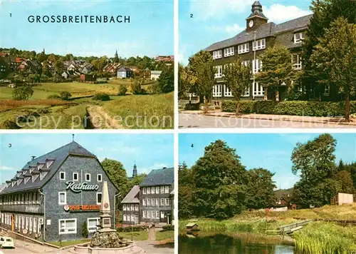 AK / Ansichtskarte Grossbreitenbach_Thueringen Rathaus Polytechnische Oberschule Karl Marx Platz Grundmuehle Grossbreitenbach