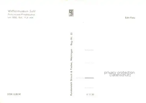 AK / Ansichtskarte Suhl_Thueringer_Wald Waffenmuseum Perkussions Pirschbuechse Suhl_Thueringer_Wald