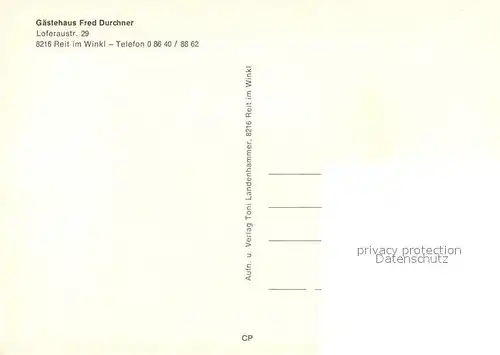 AK / Ansichtskarte Reit_Winkl Gaestehaus Fred Durchner Winter Reit_Winkl