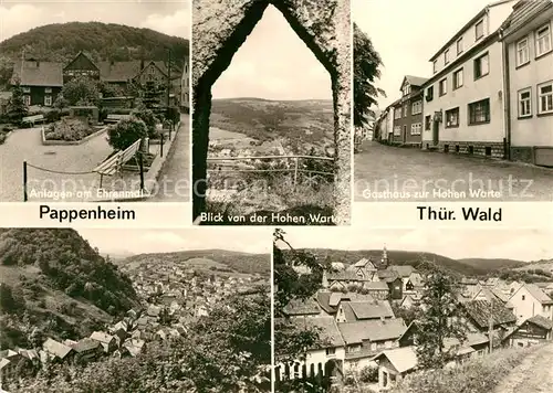 AK / Ansichtskarte Pappenheim_Thueringen Anlagn am Ehrenmal Hohen Warte Gasthaus  Pappenheim Thueringen