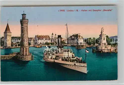 AK / Ansichtskarte Lindau_Bodensee Hafen Dampfer Bavaria Lindau Bodensee