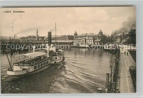 AK / Ansichtskarte Konstanz_Bodensee Dampfer Stadtpanorama Konstanz_Bodensee