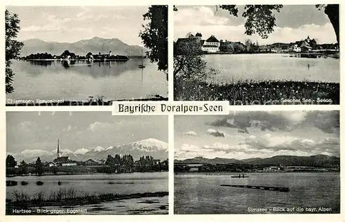 AK / Ansichtskarte Chiemsee Fraueninsel Seeoner See Hartsee mit Eggstaett Simssee Chiemsee