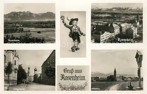AK / Ansichtskarte Rosenheim_Bayern Teilansichten Heiliggeiststrasse Schlossberg Rosenheim Bayern