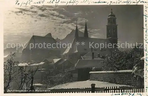 AK / Ansichtskarte Berchtesgaden mit Kirche und Watzmann Berchtesgaden