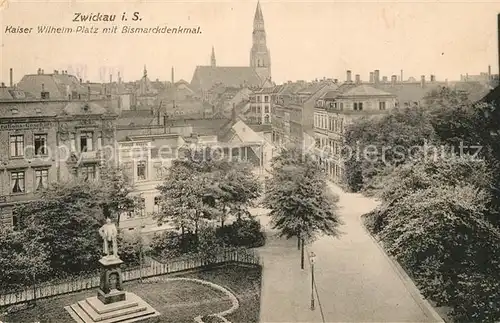 AK / Ansichtskarte Zwickau_Sachsen Kaiser Wilhelm Platz mit Bismarckdenkmal Zwickau Sachsen